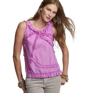 J. Crew Ruffle Sleeveless Silk Blouse Orchid Pink‎ Women's Size 6